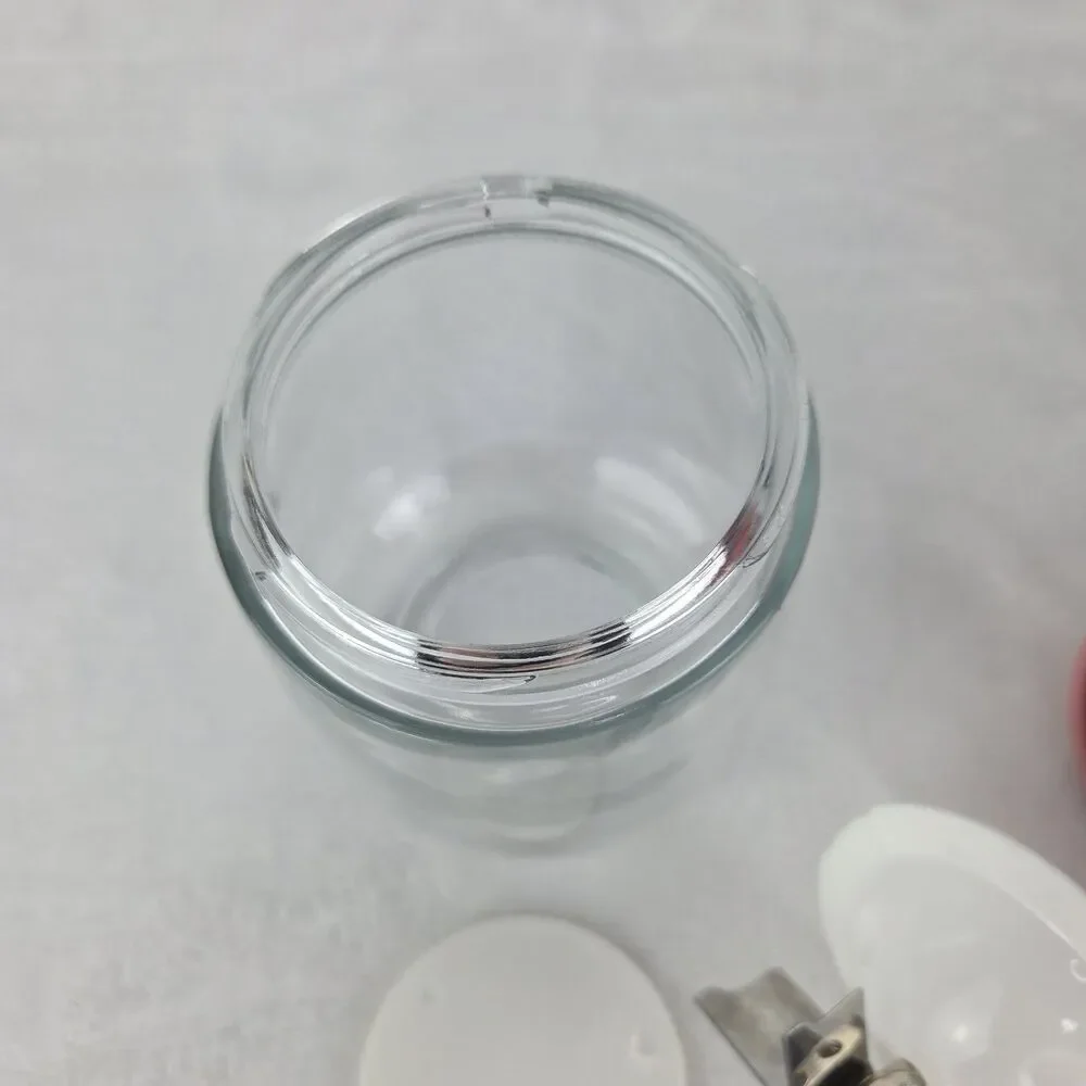Vintage Gemco Glass Nut Chopper Retro Pink Lid Manual Food Chopper USA